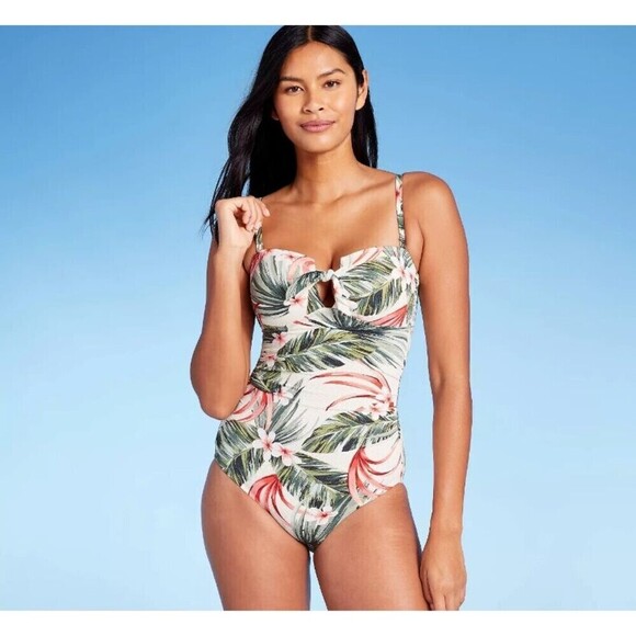 Women's Pique Bandeau High Coverage One Piece Swimsuit - Kona Sol Multi XS (0-2) - Picture 1 of 8